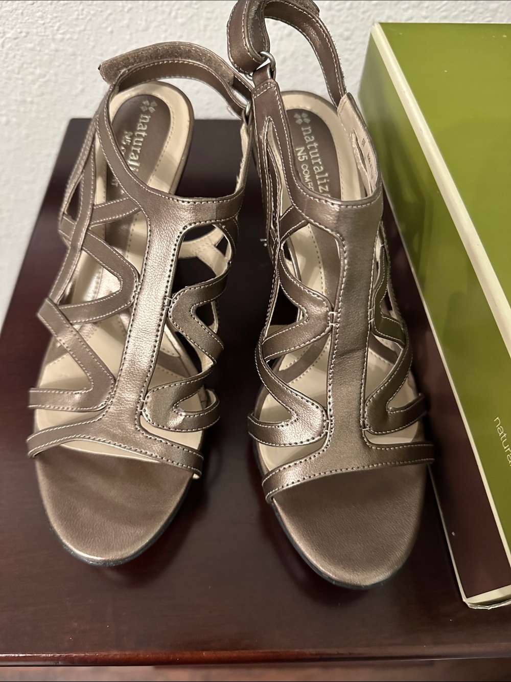 Naturalizer Bronze Metallic Strappy Heeled Sandals